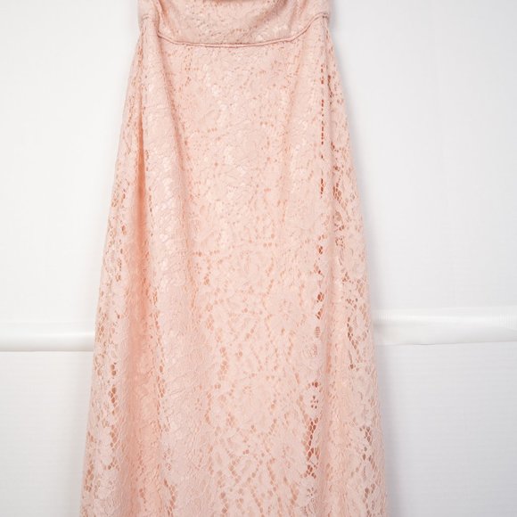 Donna Morgan Collection x BHLDN Reese Strapless Notch Neck floral Lace Gown sz 0 - Picture 6 of 16